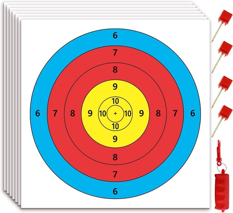 MOLFUJ Archery Targets Paper, 20pcs/50pcs Bow and Arrow Targets for Hunting Backyard, Archery Target Practice Accessories(10 Rings/5 Rings,16x16/15.7x15.7in) - Image 1